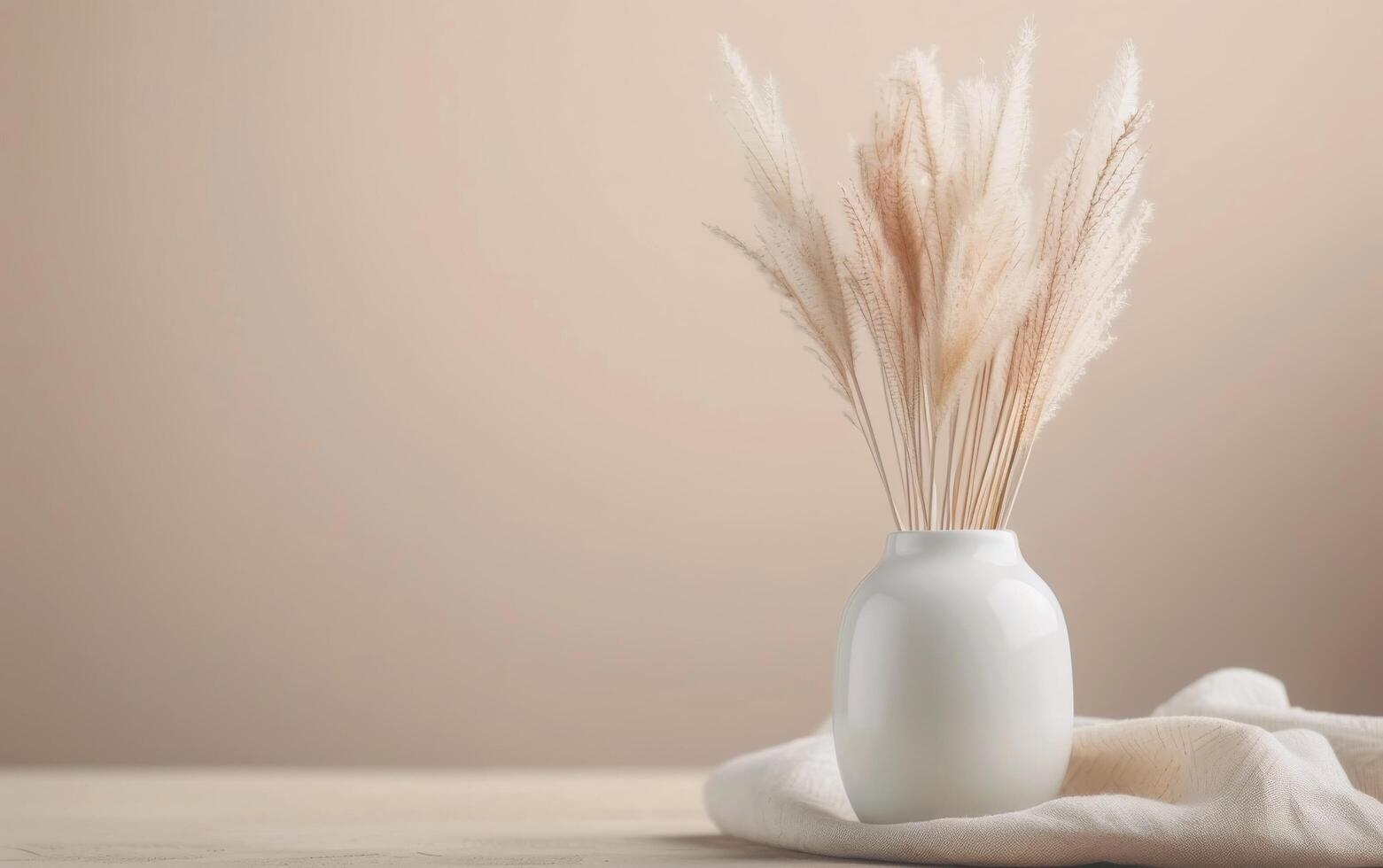 White Vase With Pampas Grass photo