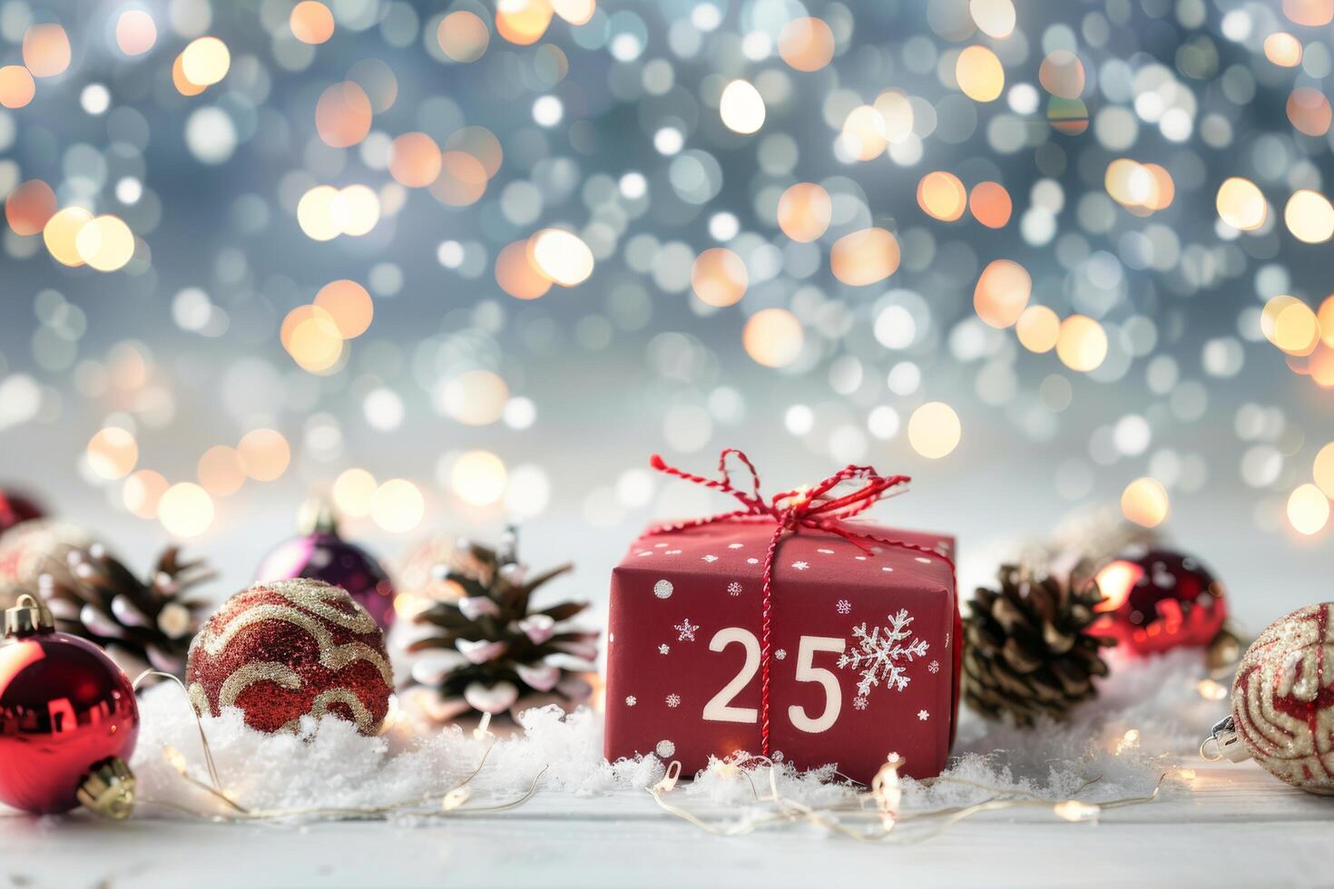 Christmas Gift Box With Number 25 photo