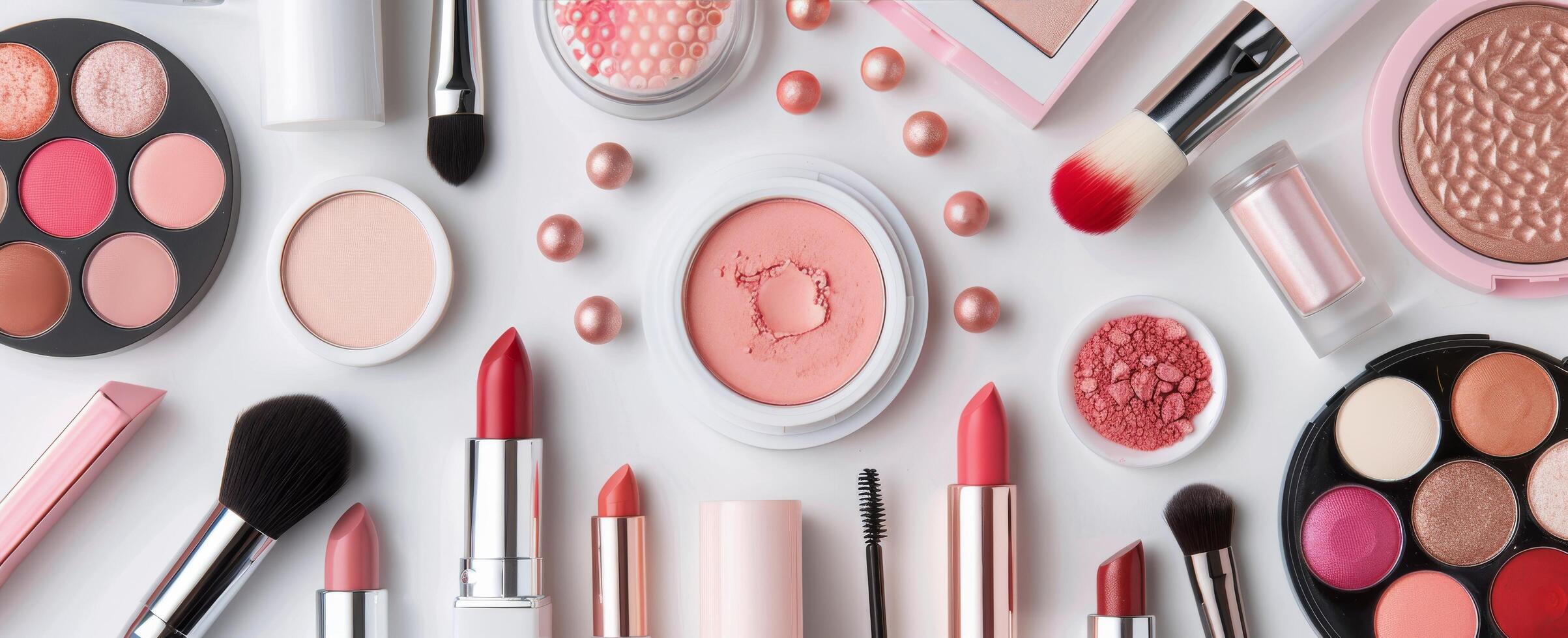 Makeup Products Flat Lay photo