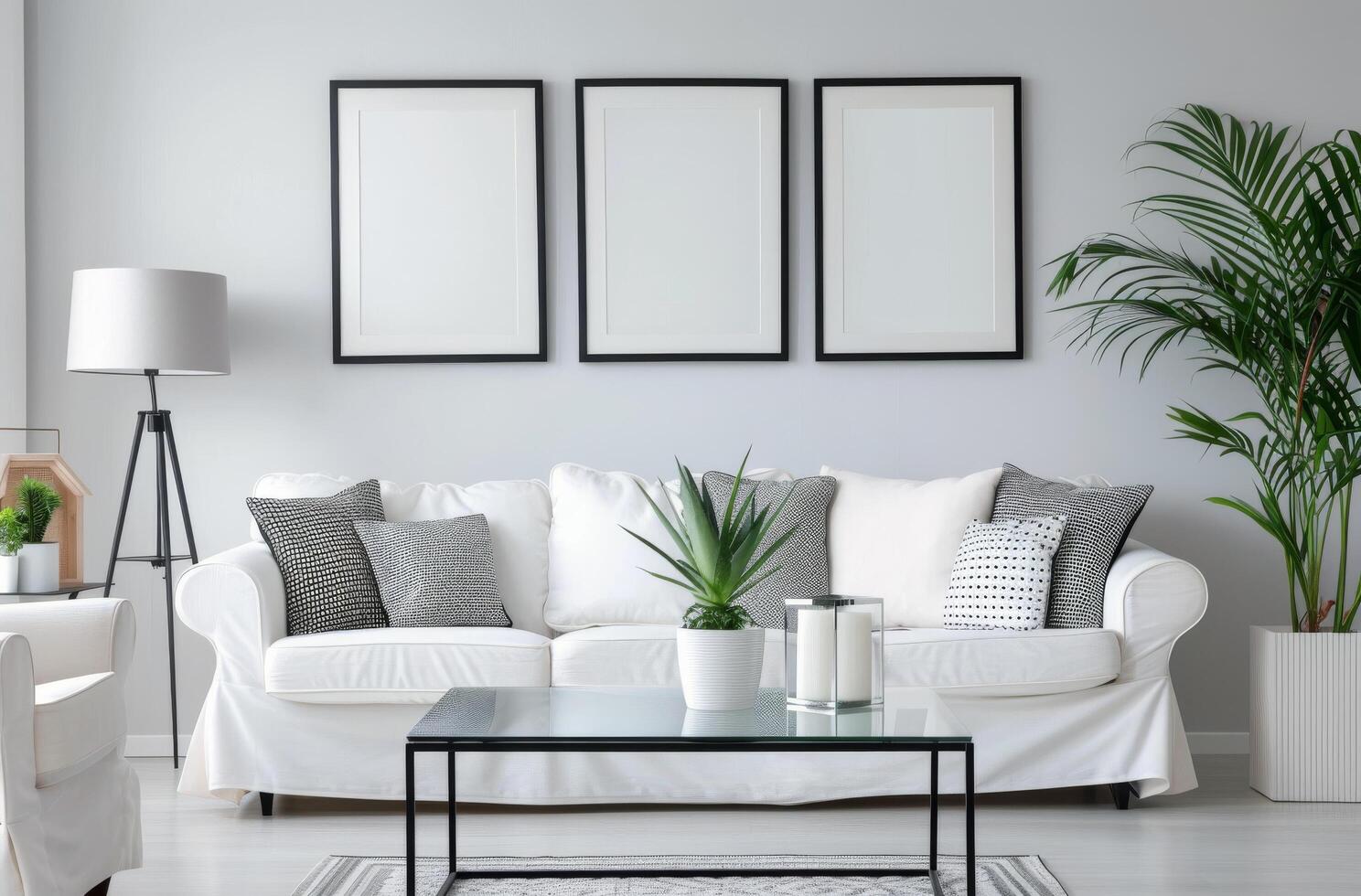 Modern Living Room Interior With White Sofa photo