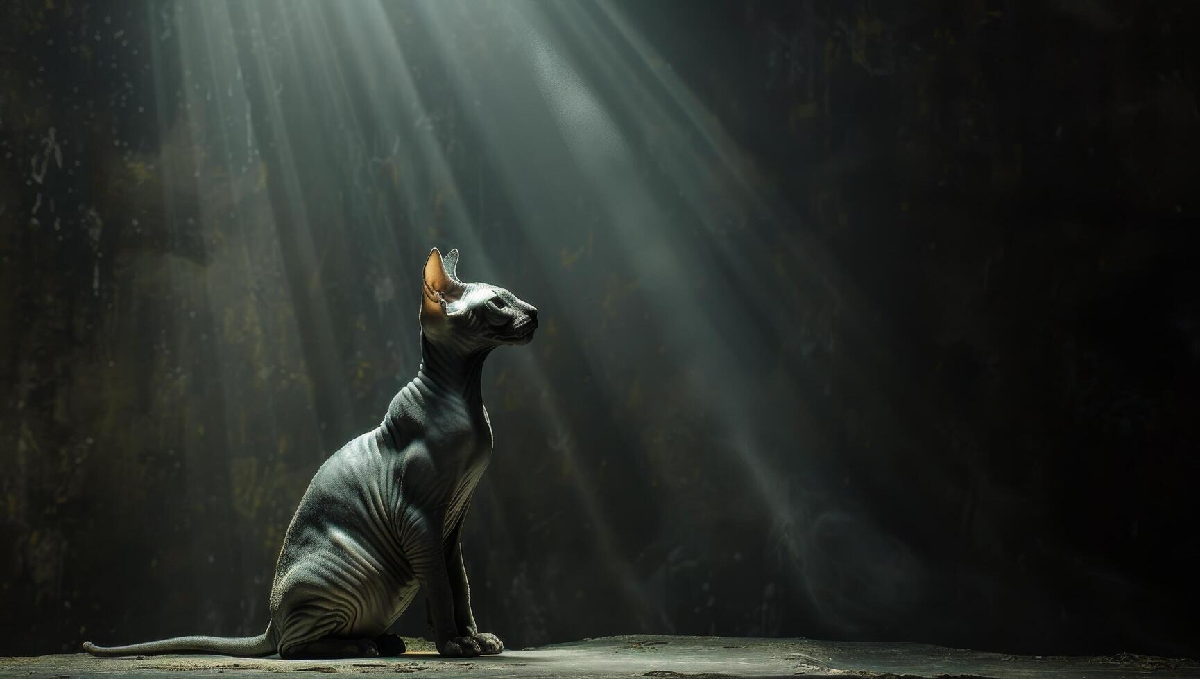 Sphynx Cat Portrait in Smoke photo