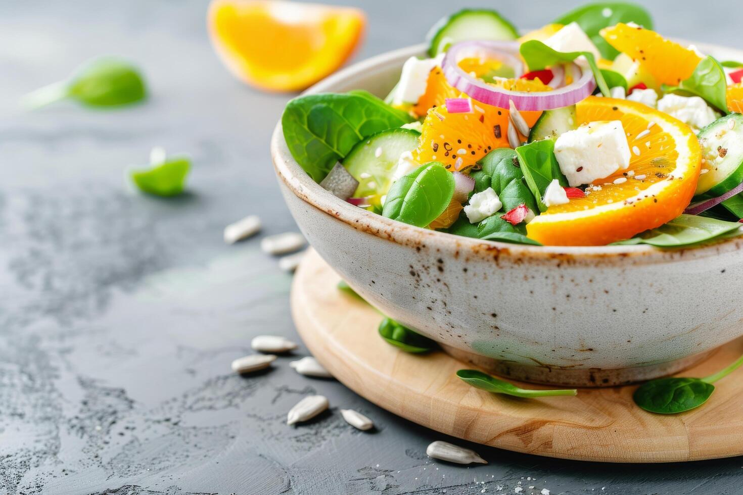Spinach Salad With Orange and Cucumber photo