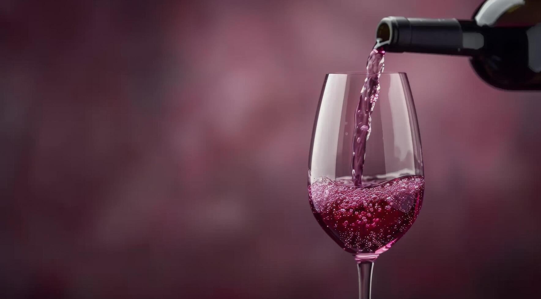 Red Wine Glass and Bottle on Table photo