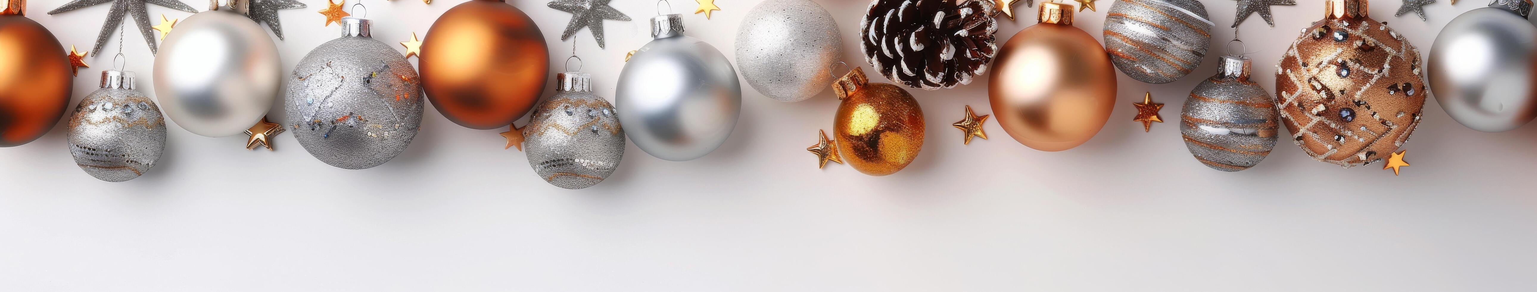 Gold, Silver, and Black Christmas Ornaments photo