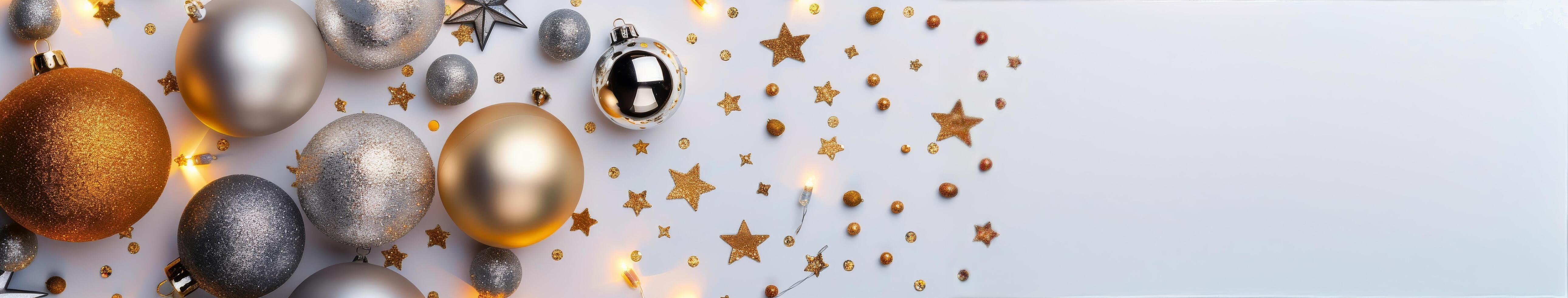 Gold, Silver, and Black Christmas Ornaments photo