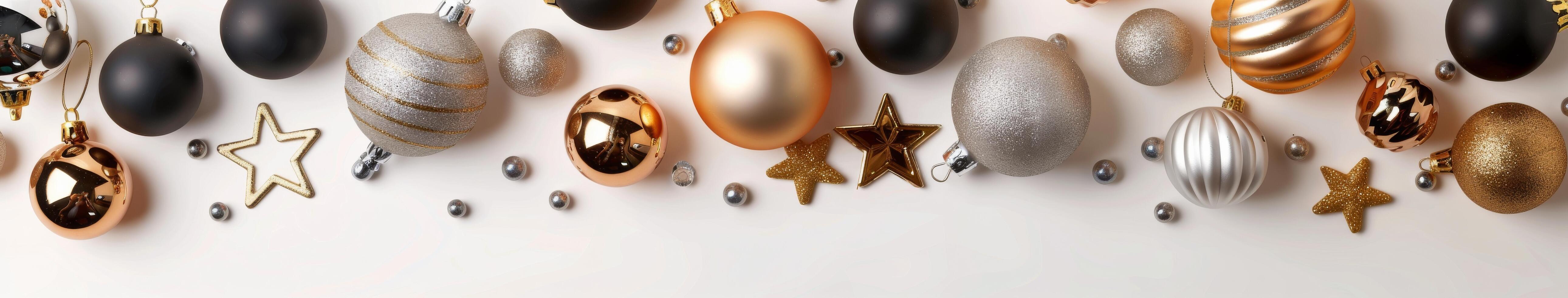 Gold, Silver, and Black Christmas Ornaments photo