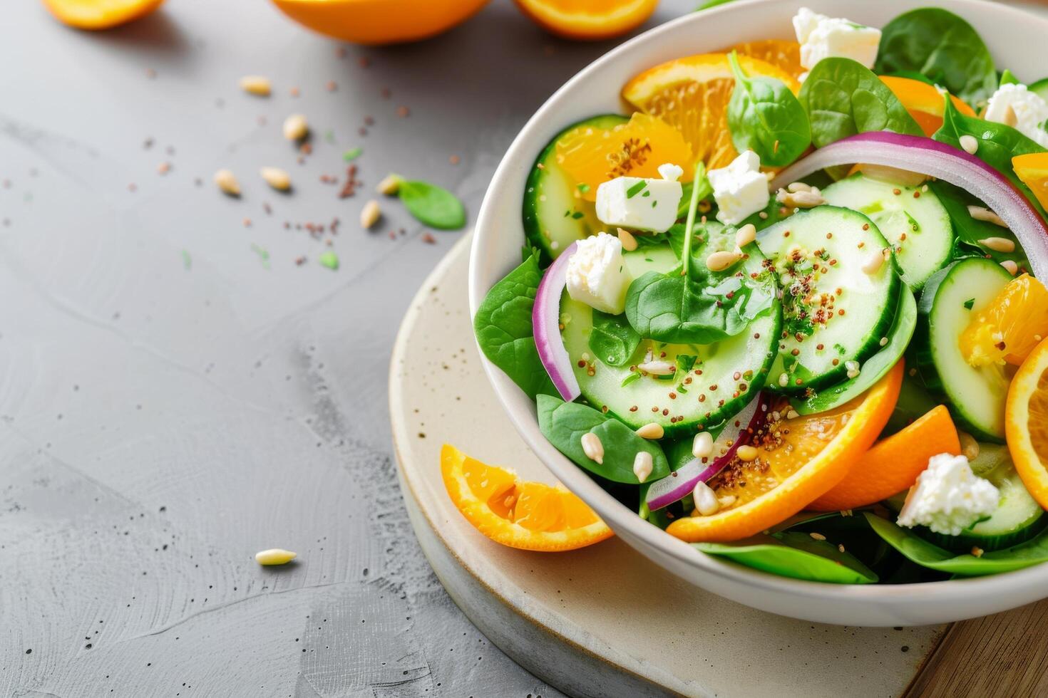 Spinach Salad With Orange and Cucumber photo