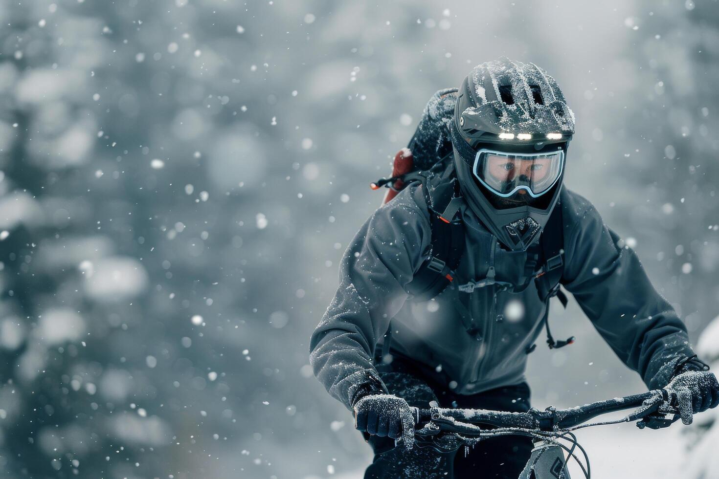 Cyclist Riding Through Snow photo