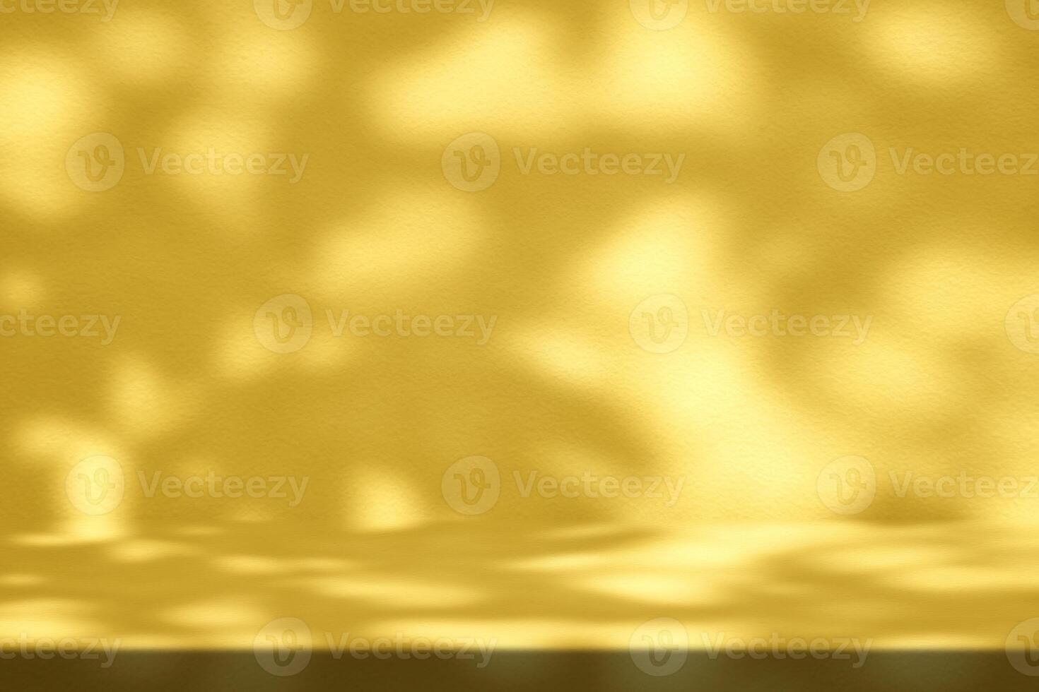 Stone Table with Nature Fortuna Gold Light and Shadow on Concrete Wall Texture Background photo