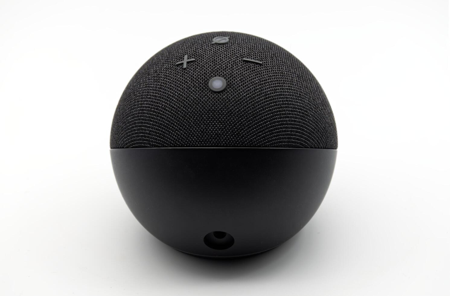Bologna Italy July 23, 2024 Amazon Echo Dot. Alexa, virtual assistant AI isolated on white background. photo