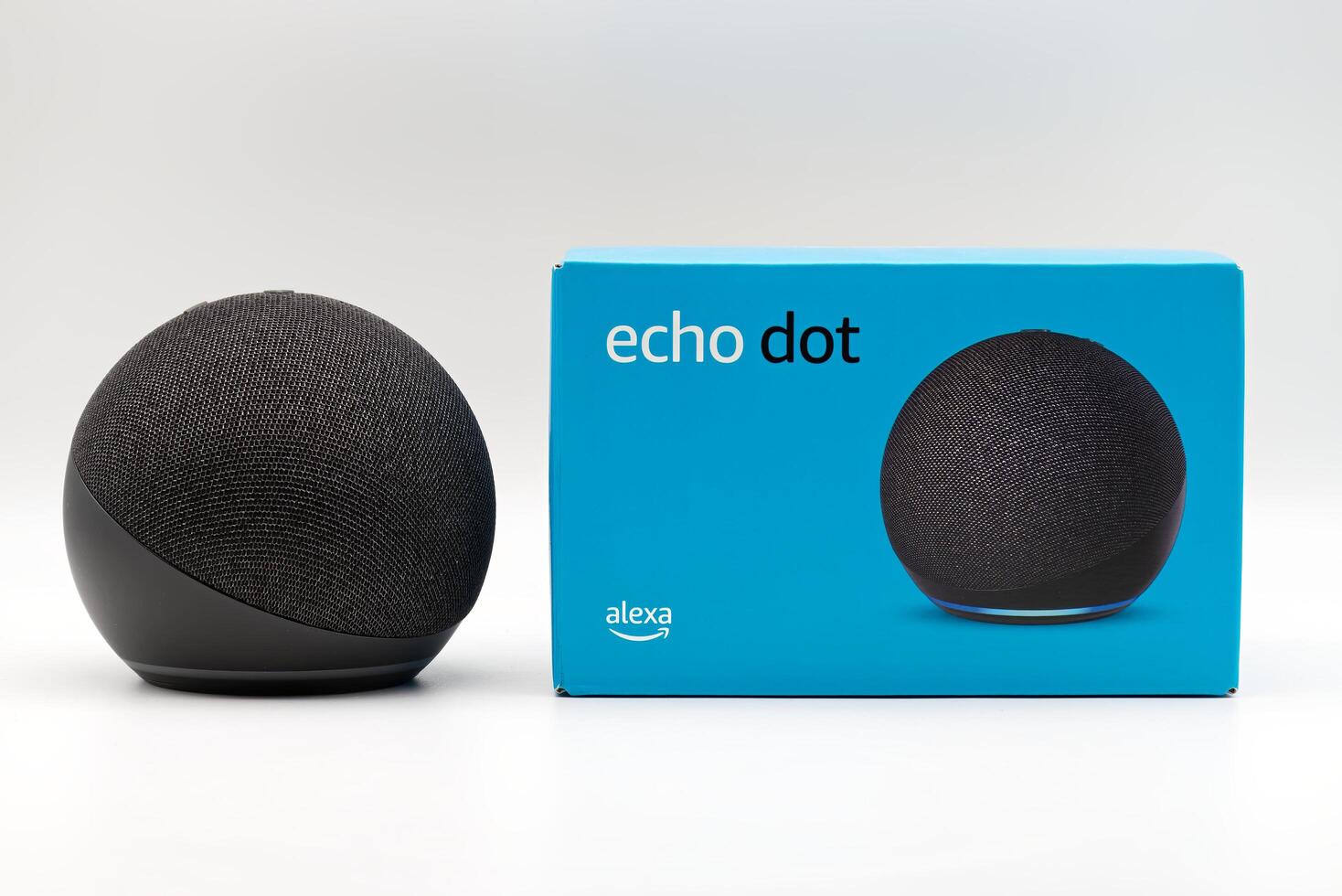 Bologna Italy July 23, 2024 Amazon Echo Dot. Alexa, virtual assistant AI. photo