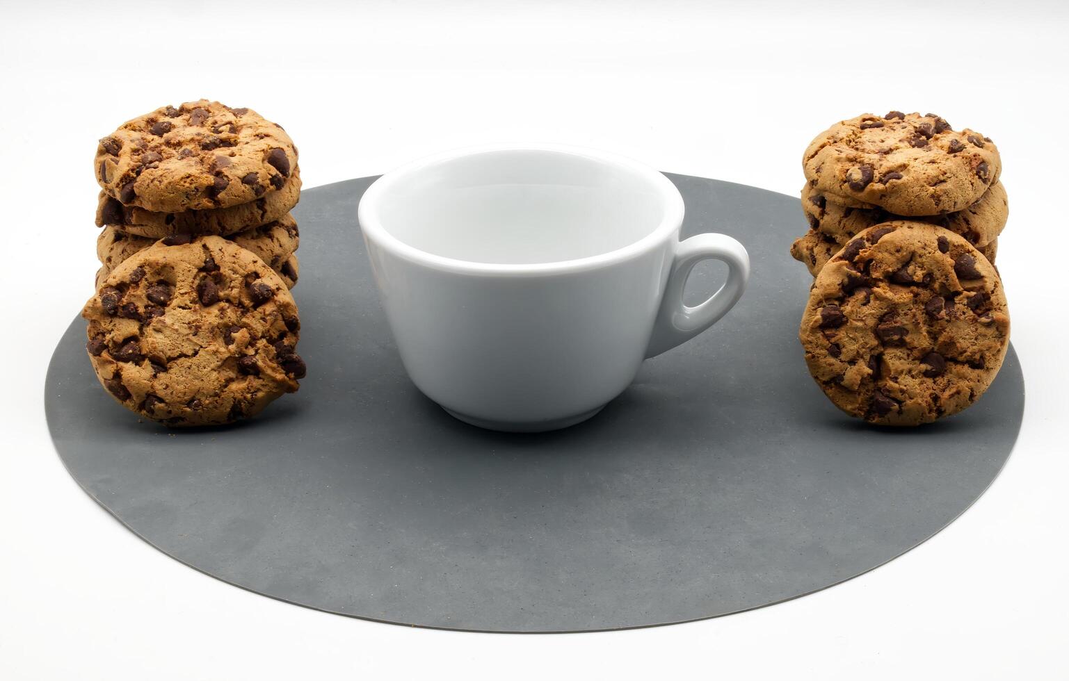 Cookies with chocolate chips isolated on white background. photo
