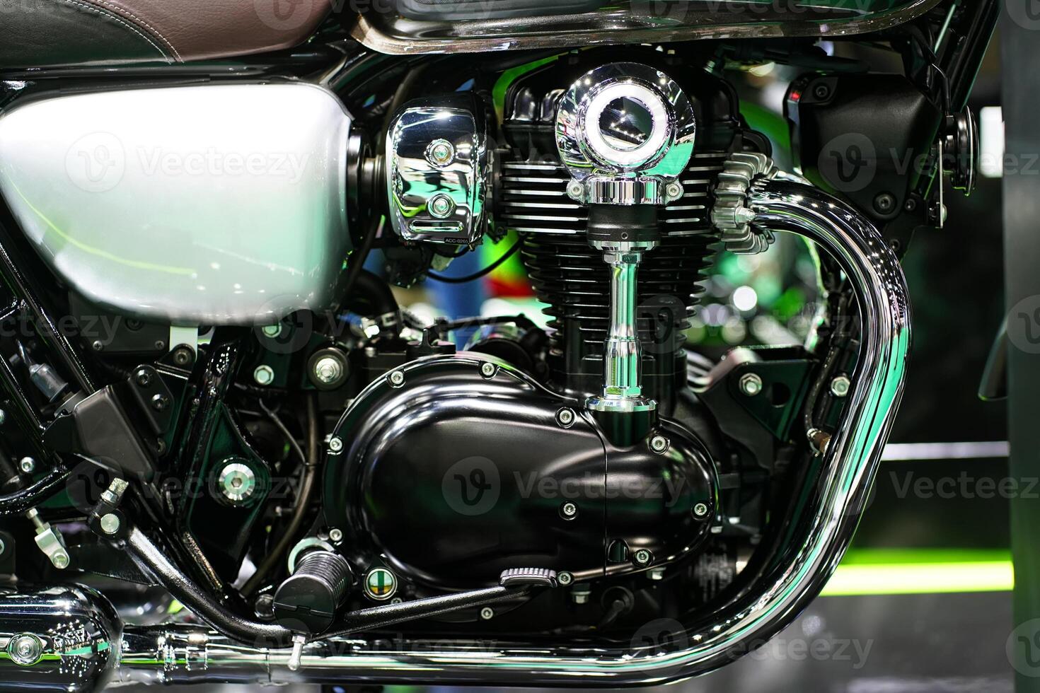 Motorcycle Chrome Engine Block ,selective focus photo