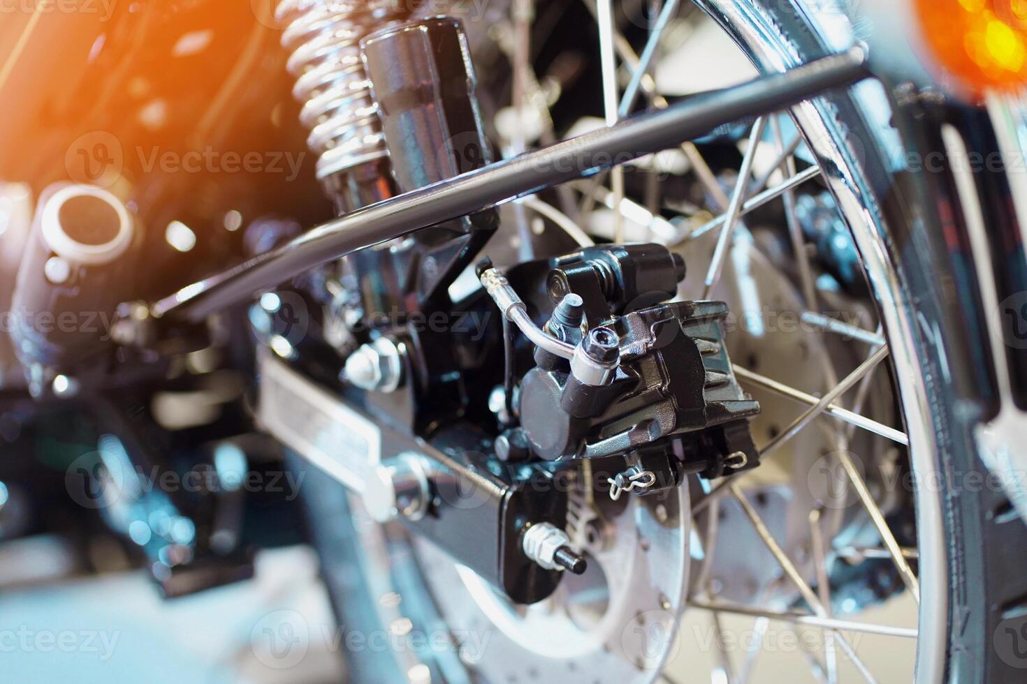 motorcycle disk brake with ABS system .selective focus photo