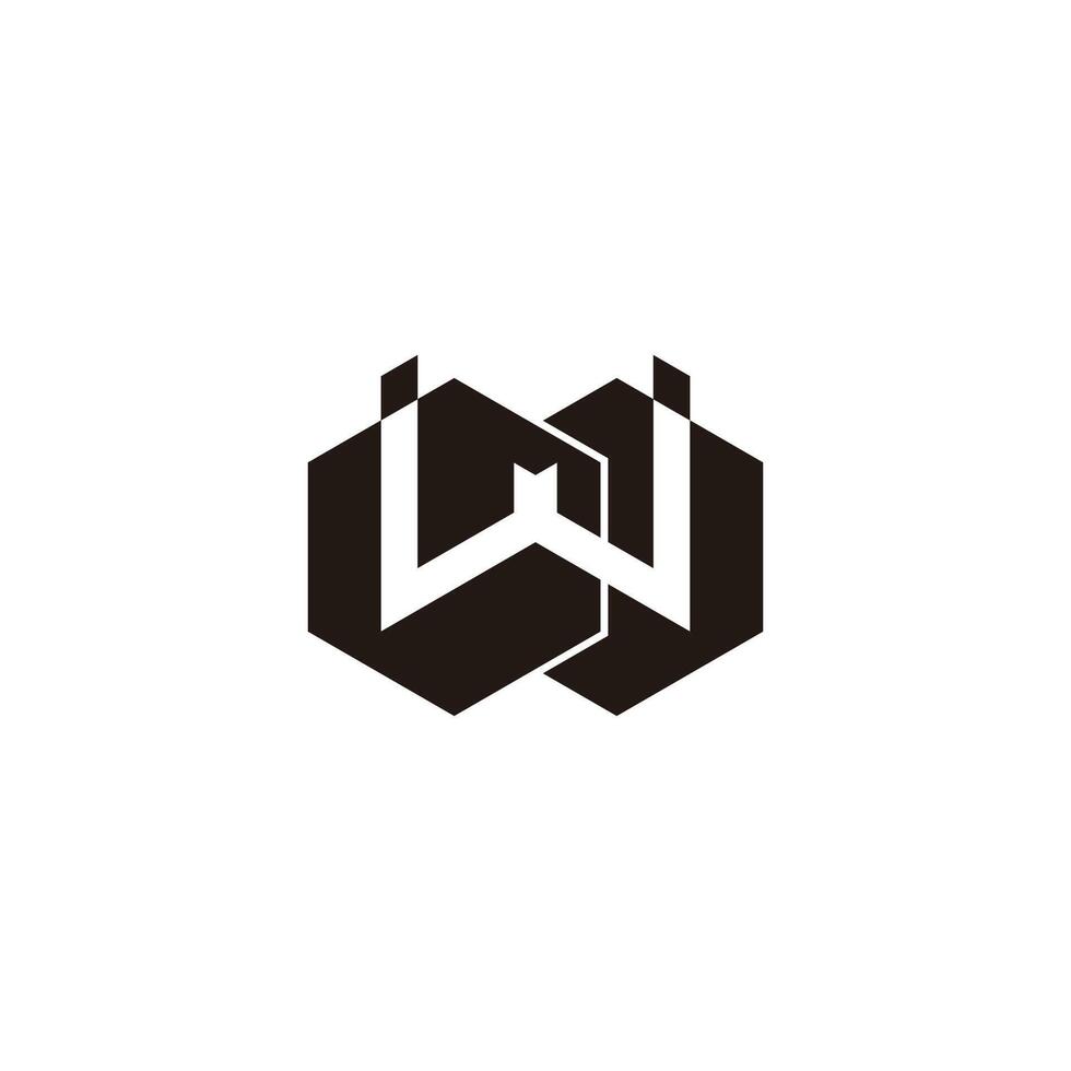 letter w linked hexagon simple geometric logo vector