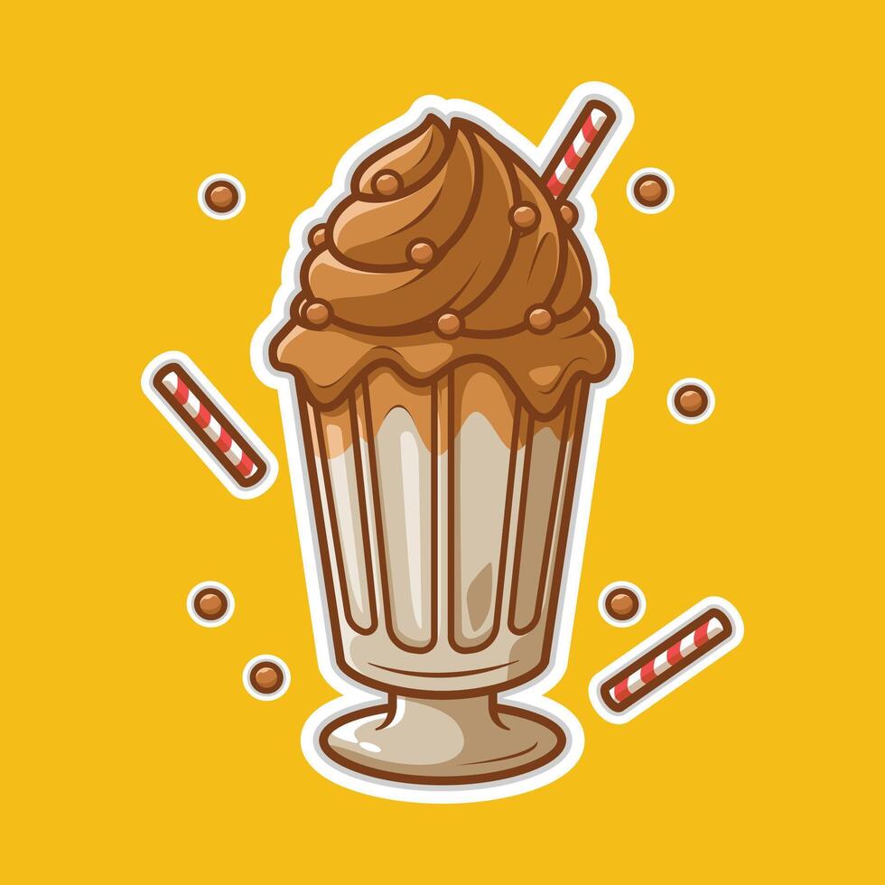 Chocolate Ice Cream in the Cup with Colorful Sprinkles. Food and Beverage Illustration Concept. vector