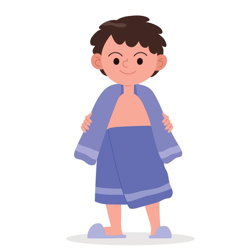 Little boy with purple towel cartoon image vector