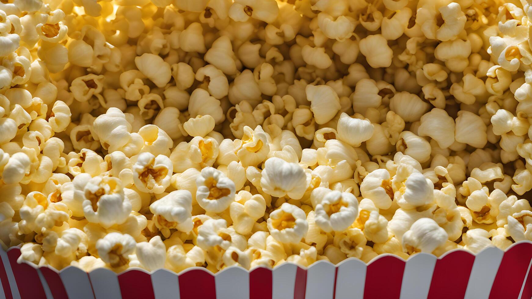 Macro shot of Popcorn in paper box Close up of products made from corn as raw material by heat cook photo