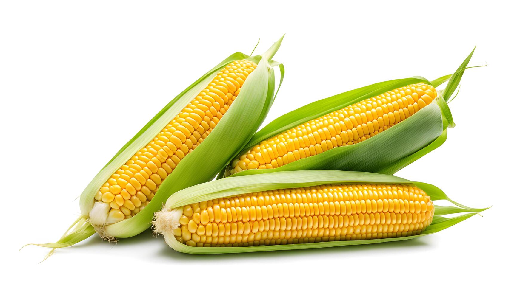 Set of sweet corn isolated on white background. Fresh maize collection, clipping path photo