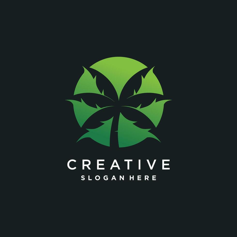 Palm tree logo design concept with modern style vector
