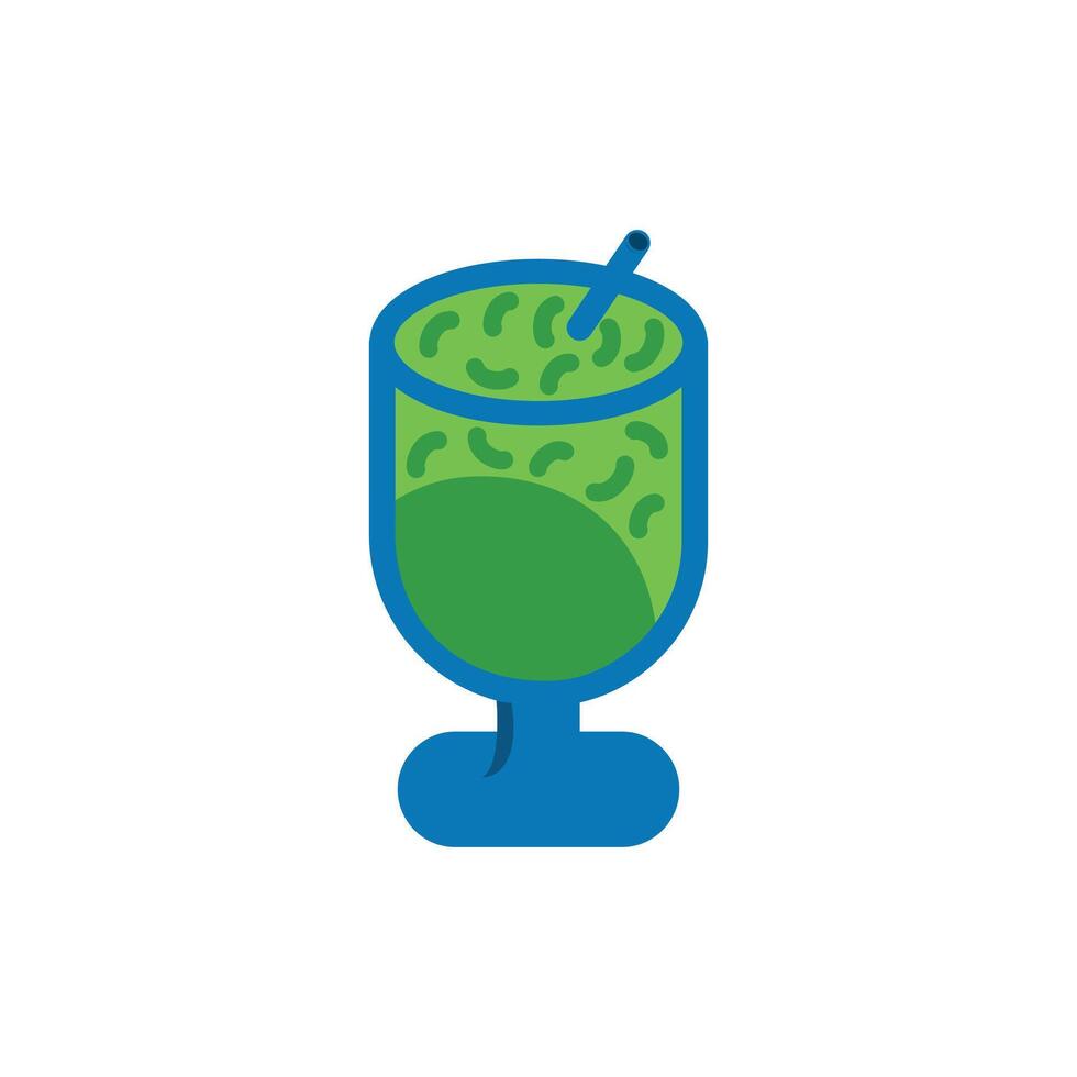 Illustration of a glass of fresh green dawet ice that is sweet, delicious and refreshing. Design element illustration of traditional Indonesian drink icon vector
