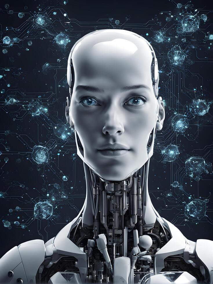 advanced artificial intelligence for the future rise in technological singularity using deep learning algorithms. . photo