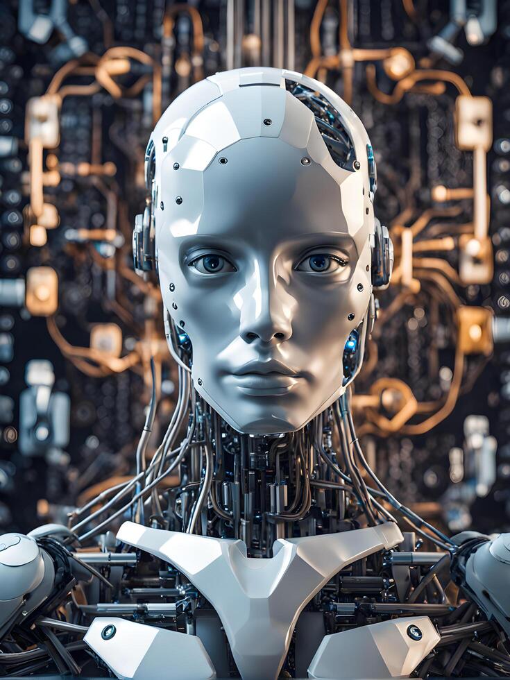 advanced artificial intelligence for the future rise in technological singularity using deep learning algorithms. . photo