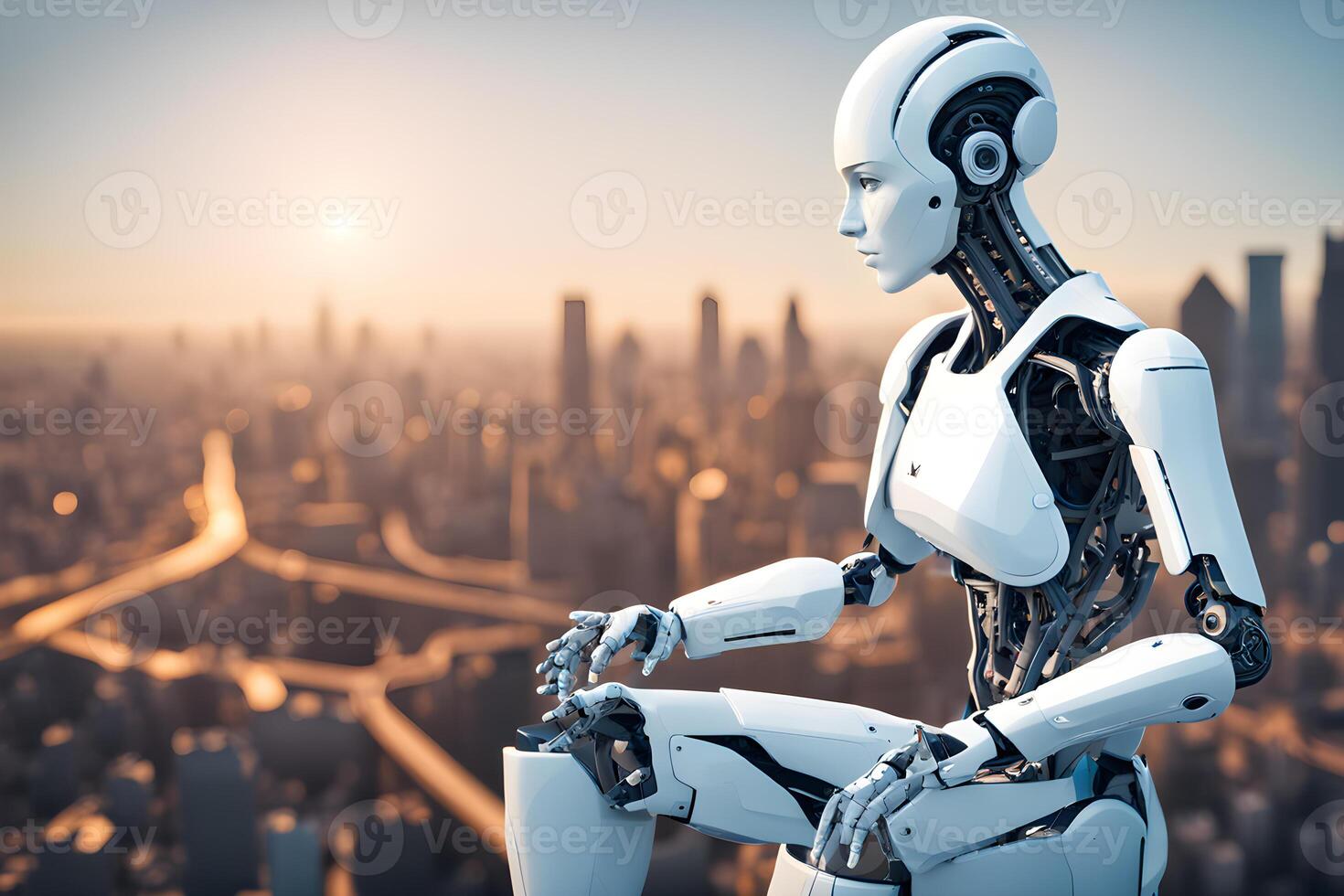 advanced artificial intelligence for the future rise in technological singularity using deep learning algorithms. . photo