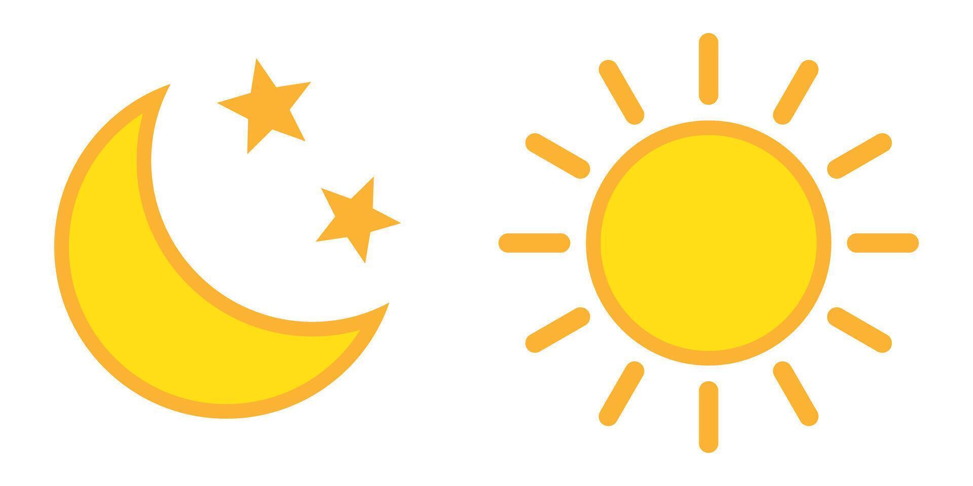 Moon with stars and sun flat icon, night and day icon. vector