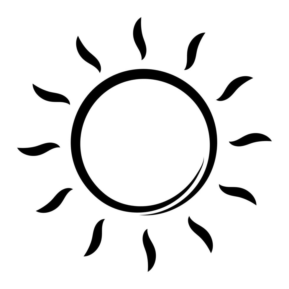 Hand drawn sun. Doodle sketch style of sun. Cartoon hand drawn illustration for concept design. vector