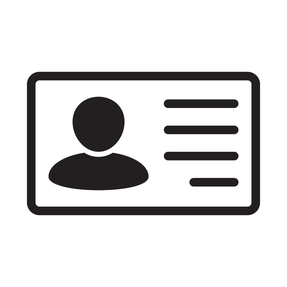 ID Card icon. Employee clerk card, driver license, Identification card, staff identification card symbol. Design for website and mobile app. vector