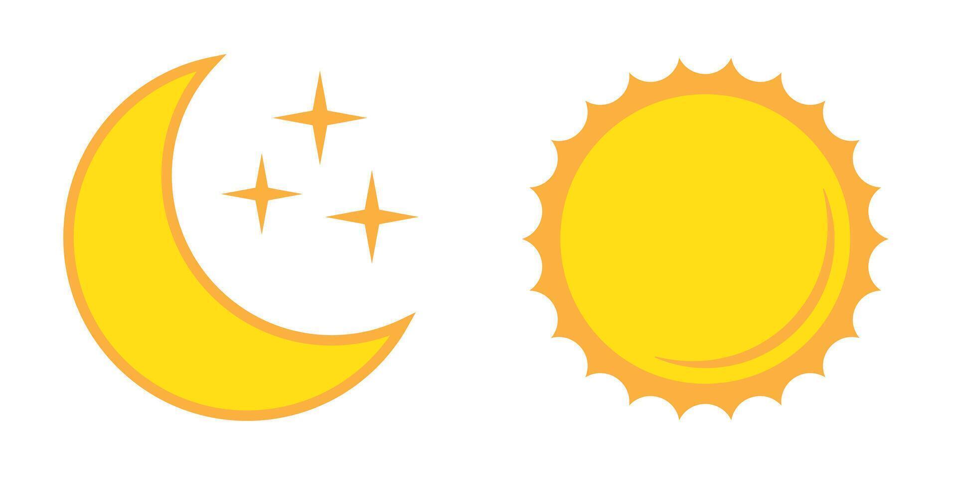 Moon with stars and sun flat icon, night and day icon. vector