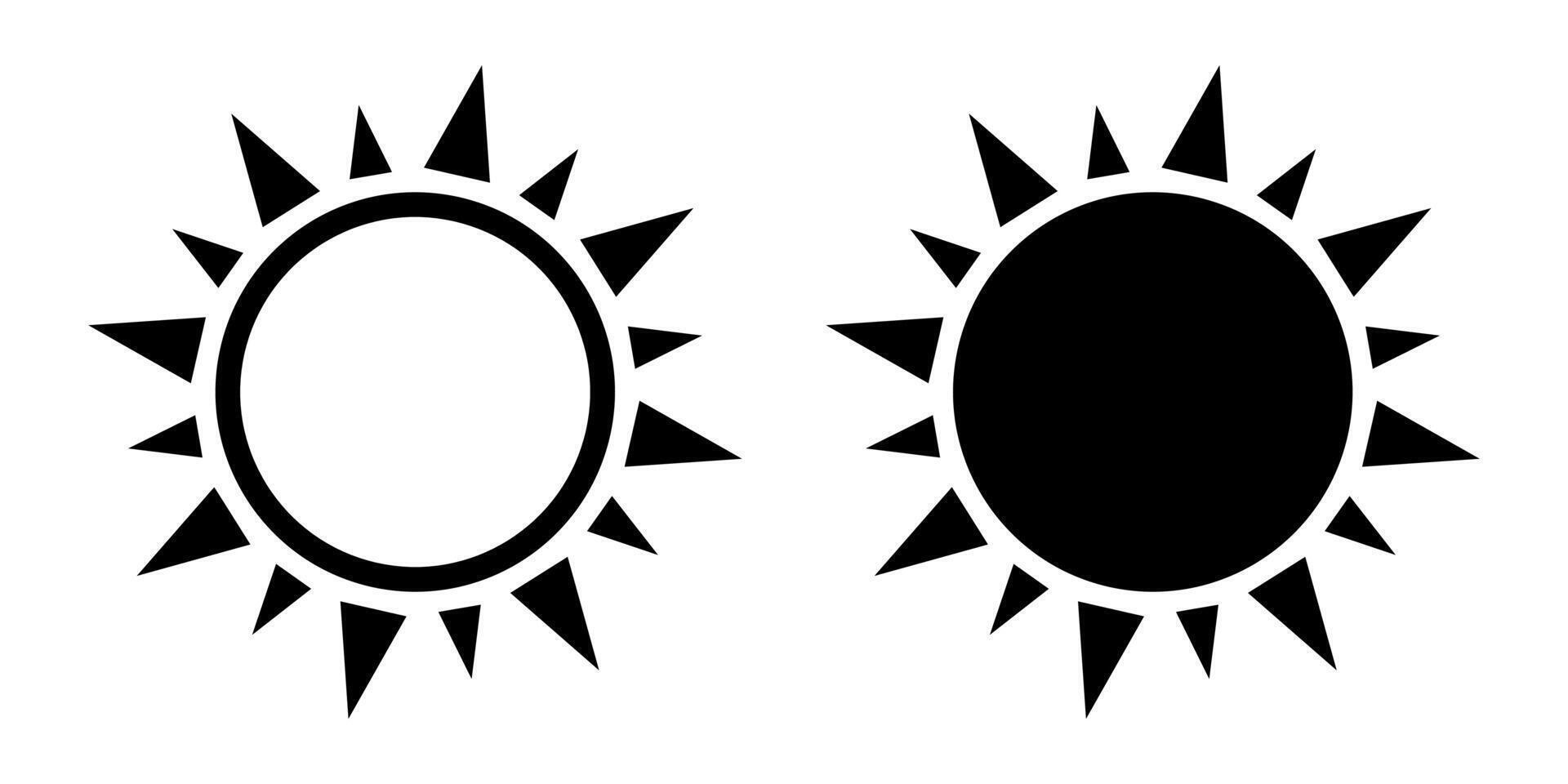 Sun icon, sun symbol isolated on white. vector