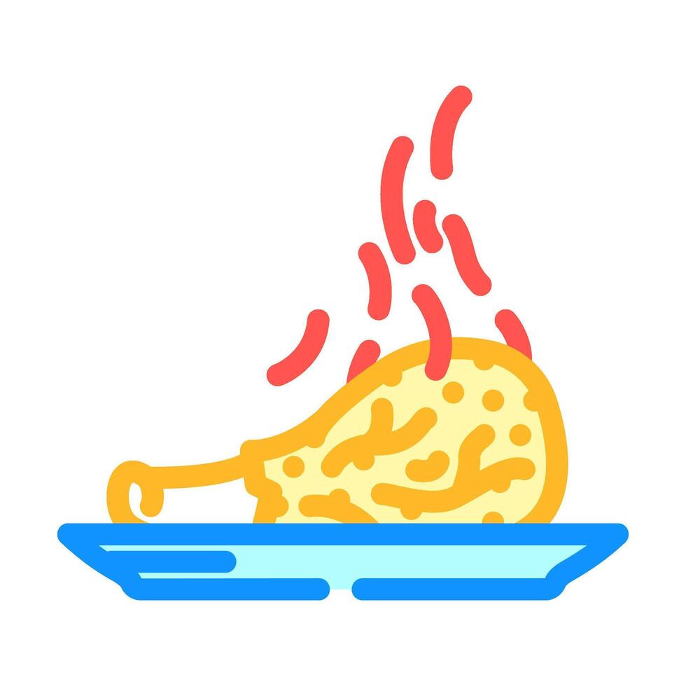 unhealthy chicken fried color icon illustration vector