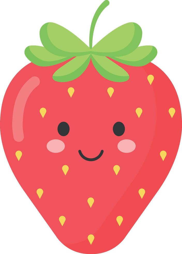 Strawberries cartoon smiling fruit illustration vector
