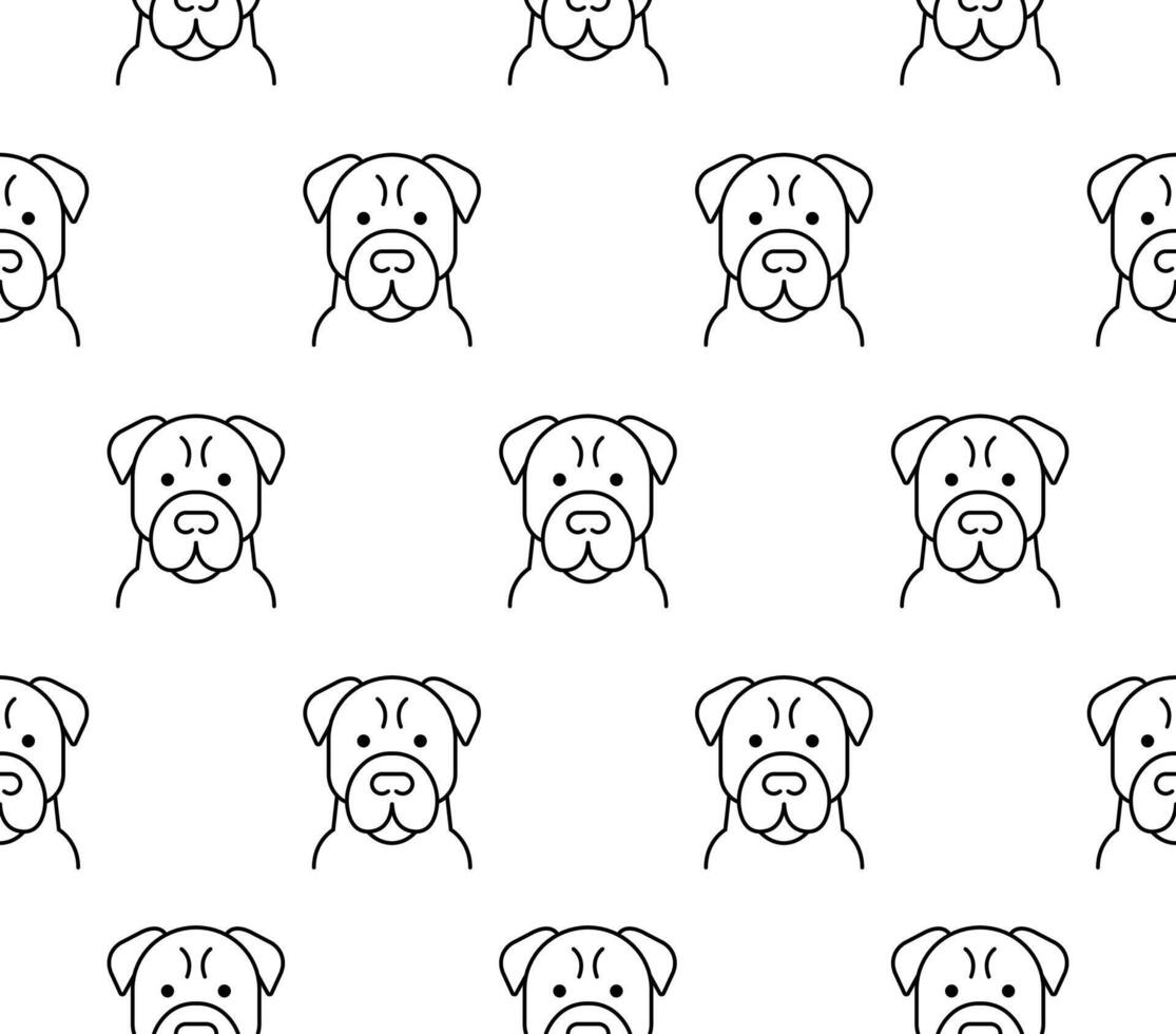 Seamless pattern of dog head thin line style vector