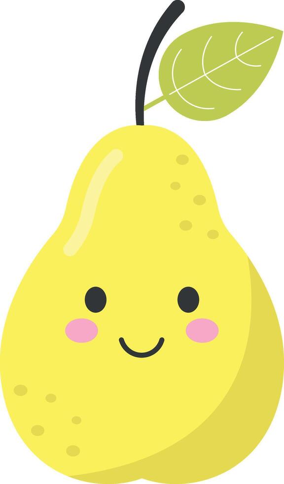 Pear cartoon smiling fruit illustration vector