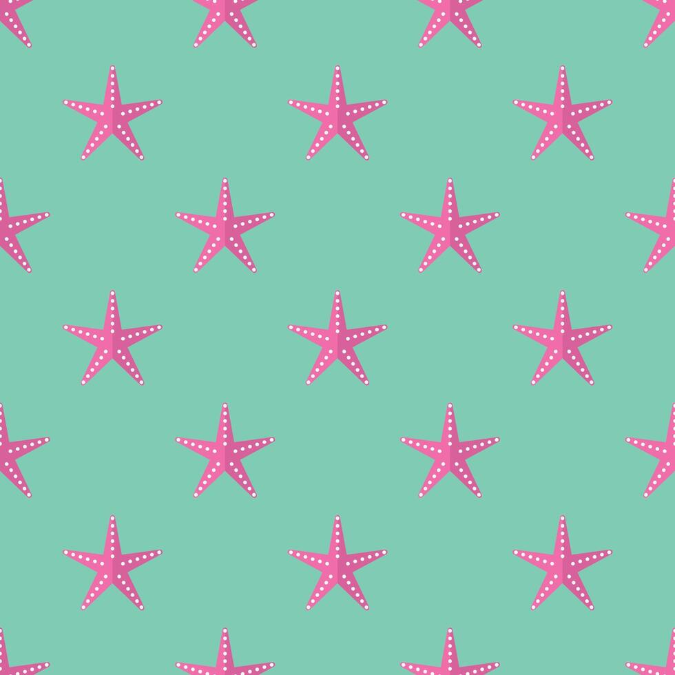 Seamless pattern starfish on blue background vector