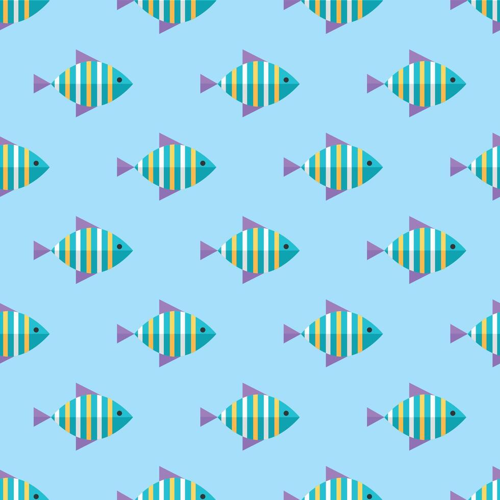 watercolor seamless pattern with sea fish illustration vector
