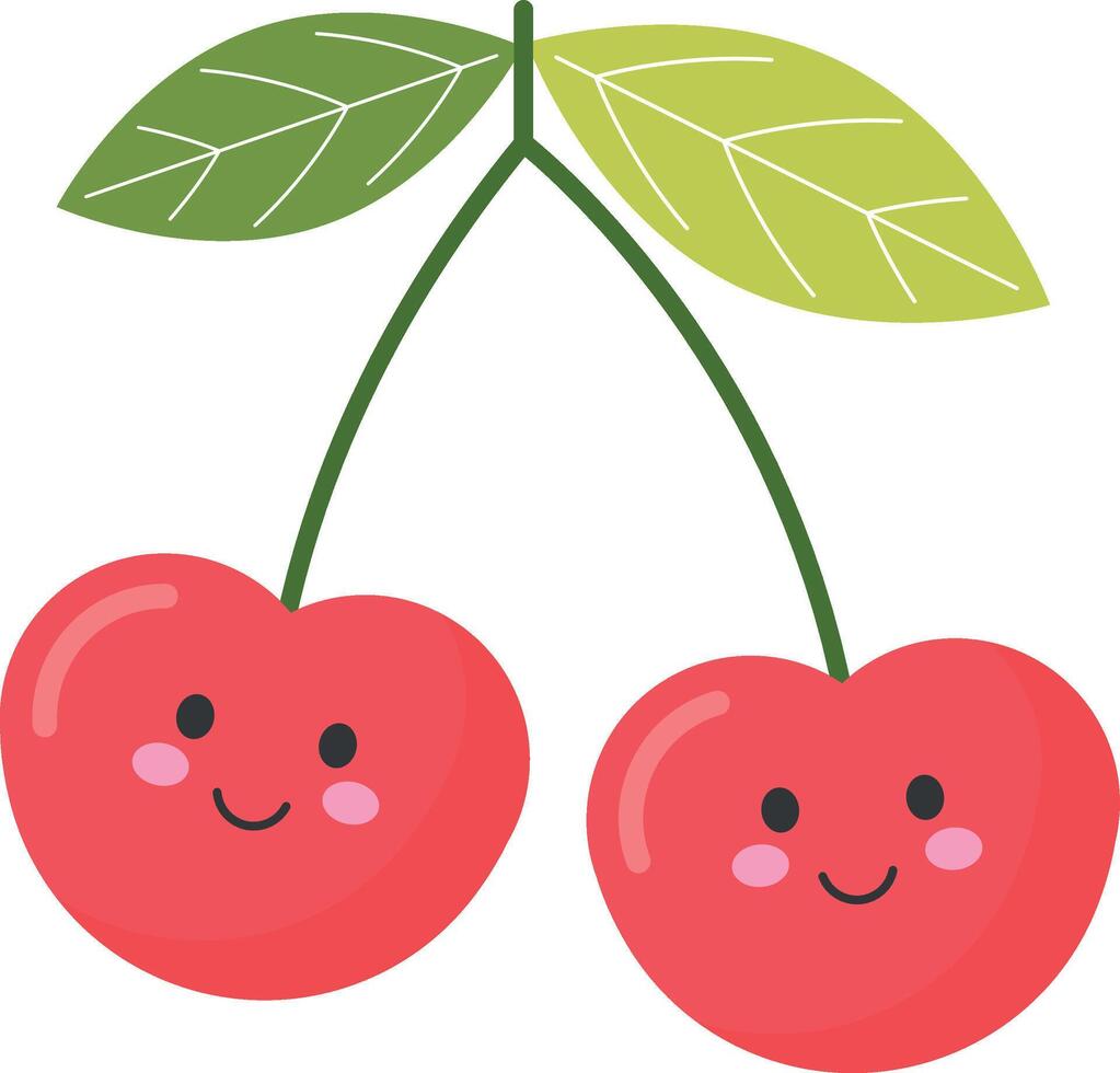 Cherries cartoon smiling fruit illustration vector