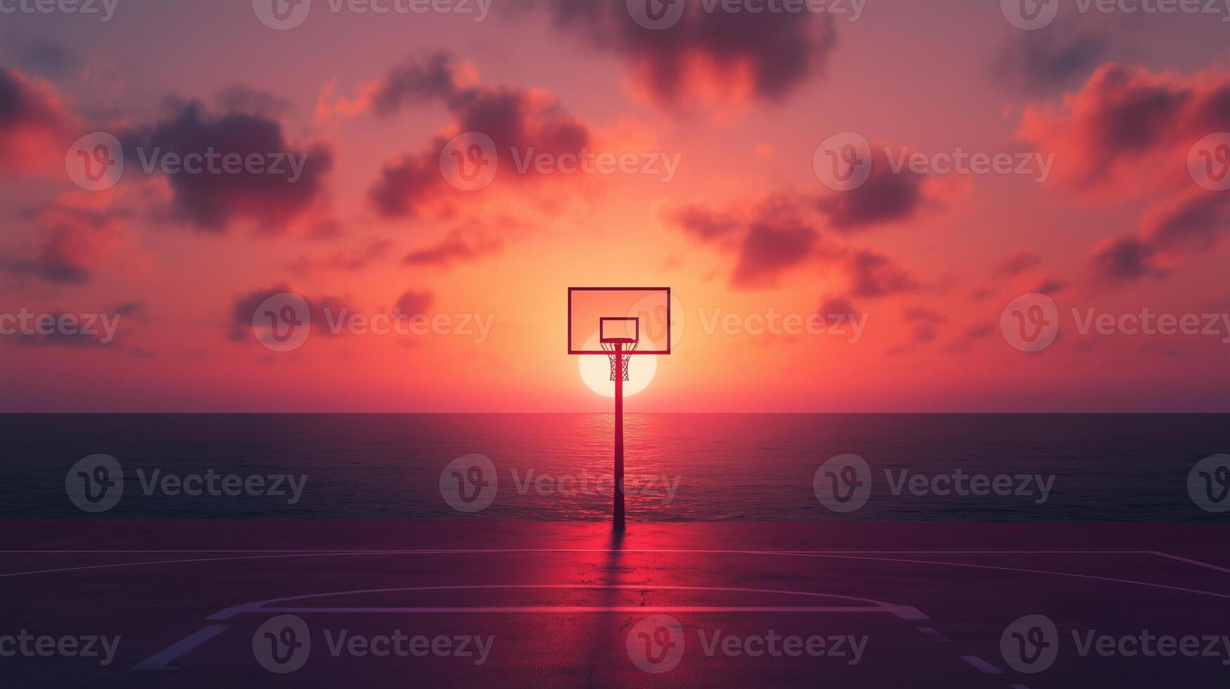 Basketball Hoop Against Sunset photo