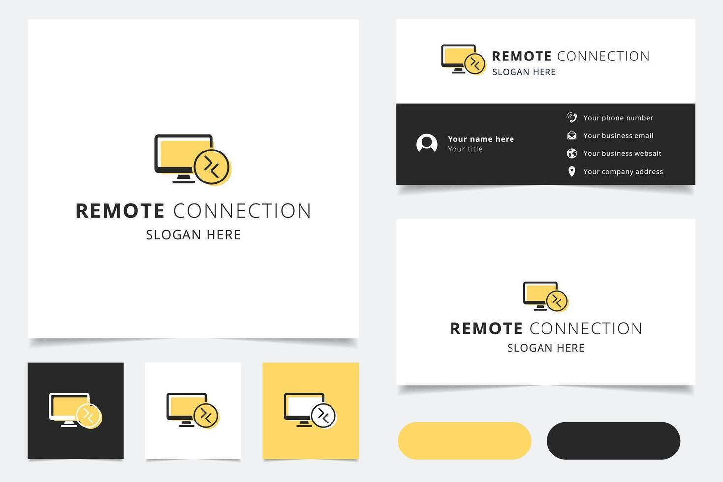Remote connection logo design with editable slogan. Branding book and business card template. vector
