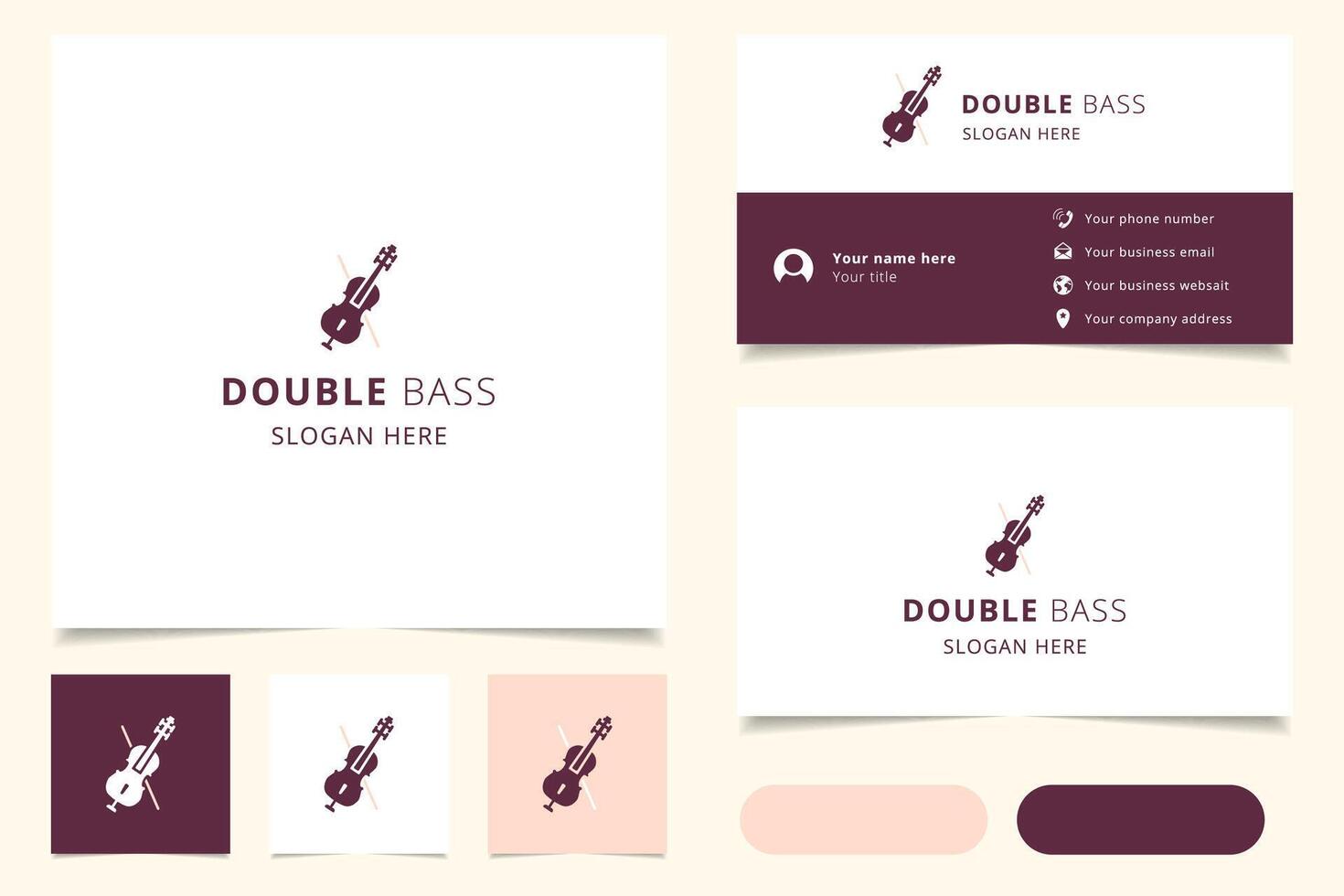 Double bass logo design with editable slogan. Branding book and business card template. vector