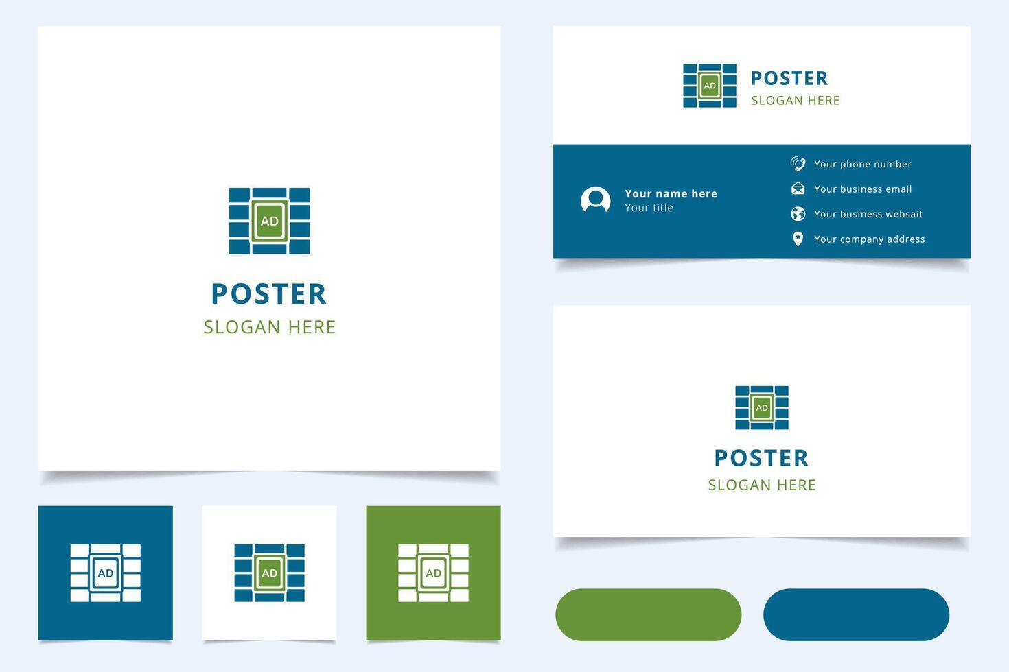 Poster logo design with editable slogan. Branding book and business card template. vector