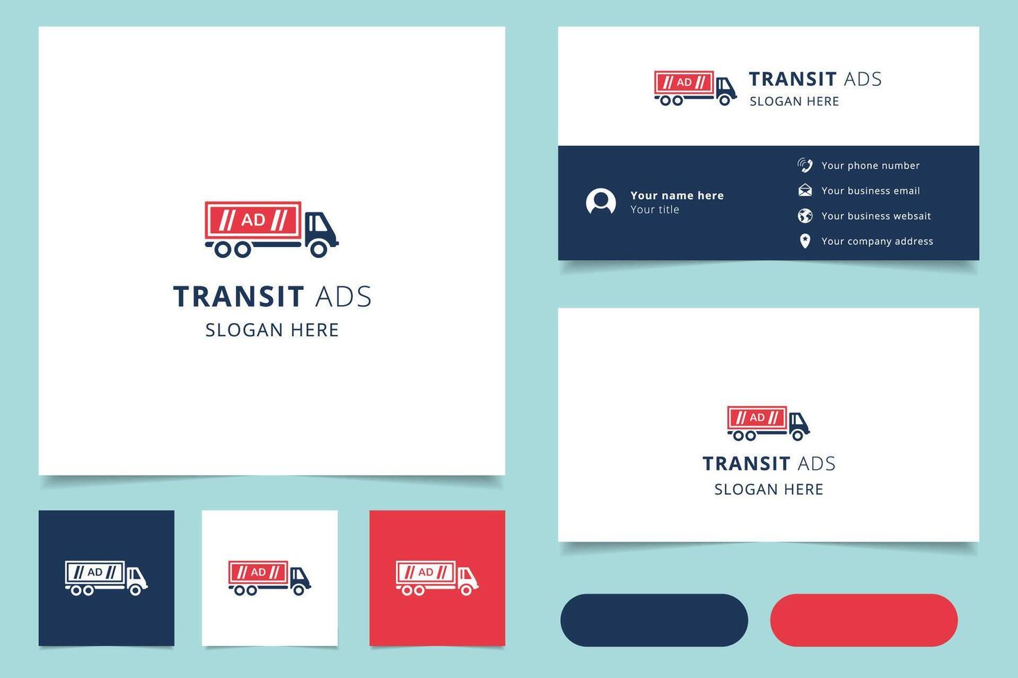 Transit ads logo design with editable slogan. Branding book and business card template. vector