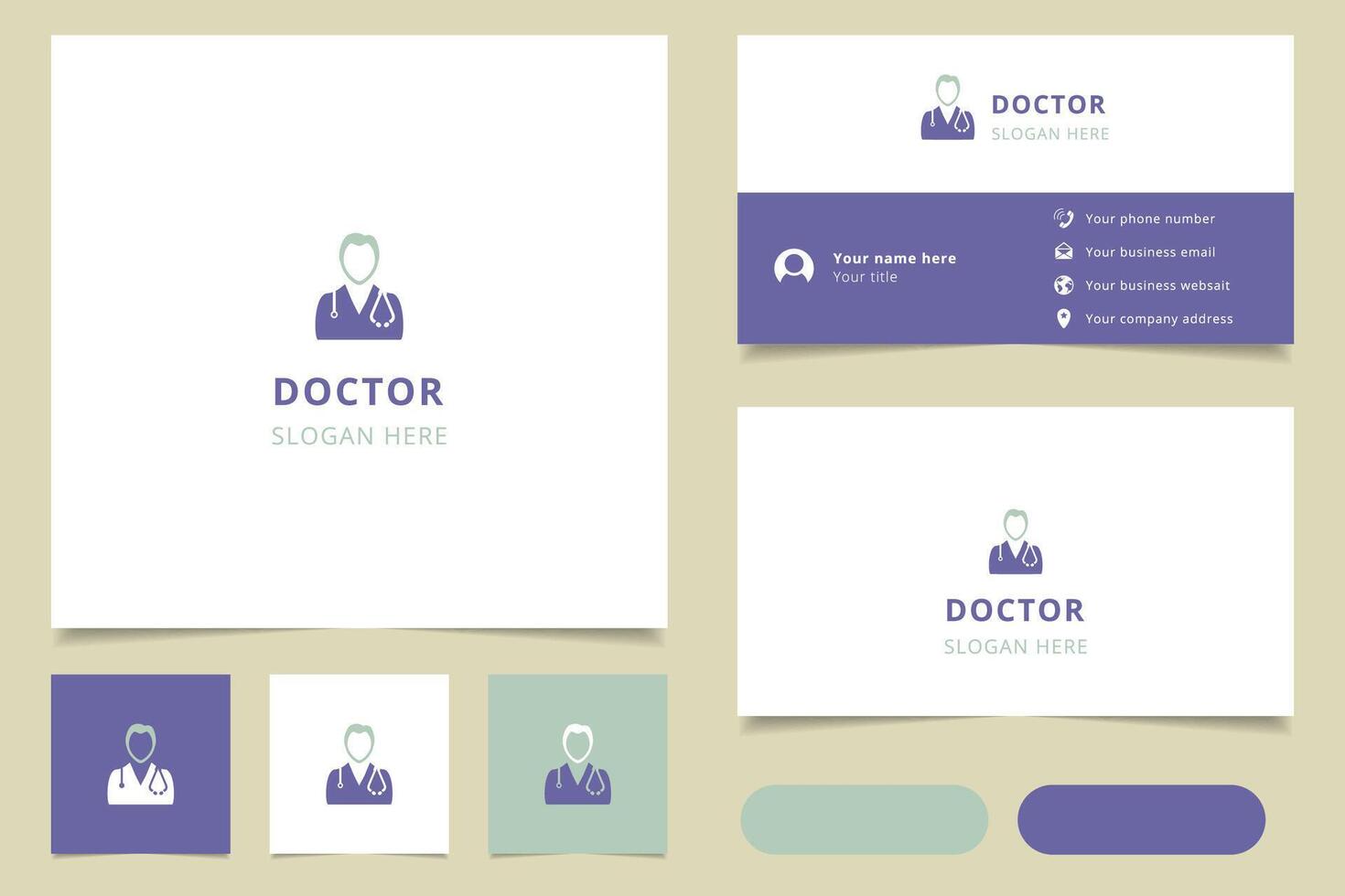 Doctor logo design with editable slogan. Branding book and business card template. vector