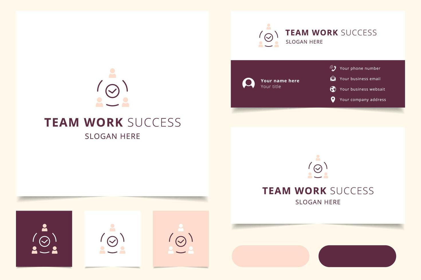 Team work success logo design with editable slogan. Branding book and business card template. vector