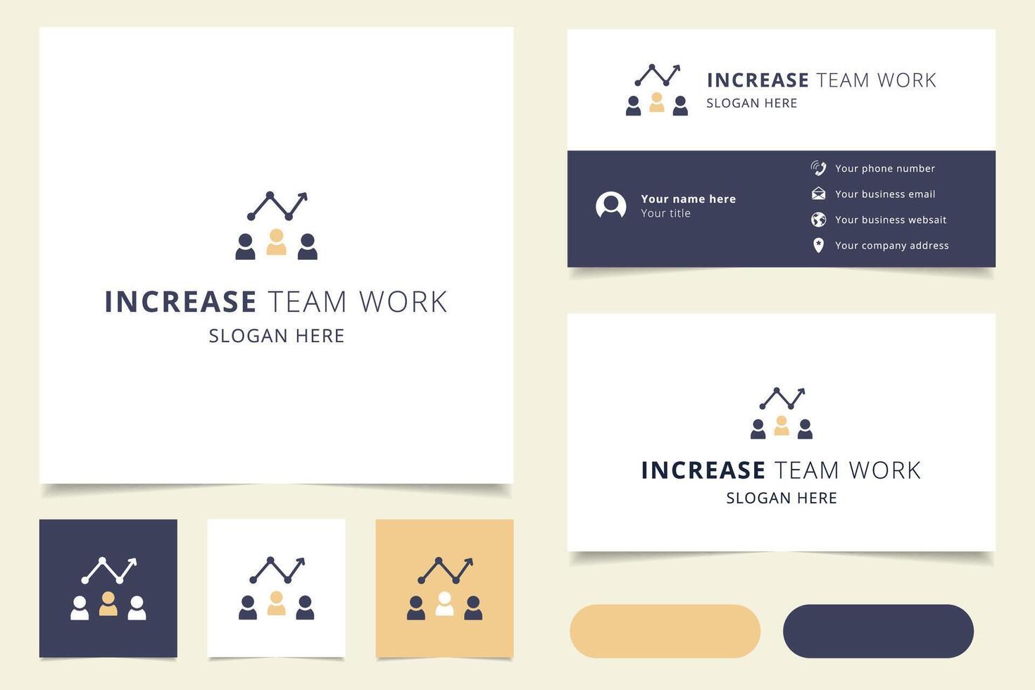 Increase team work logo design with editable slogan. Branding book and business card template. vector