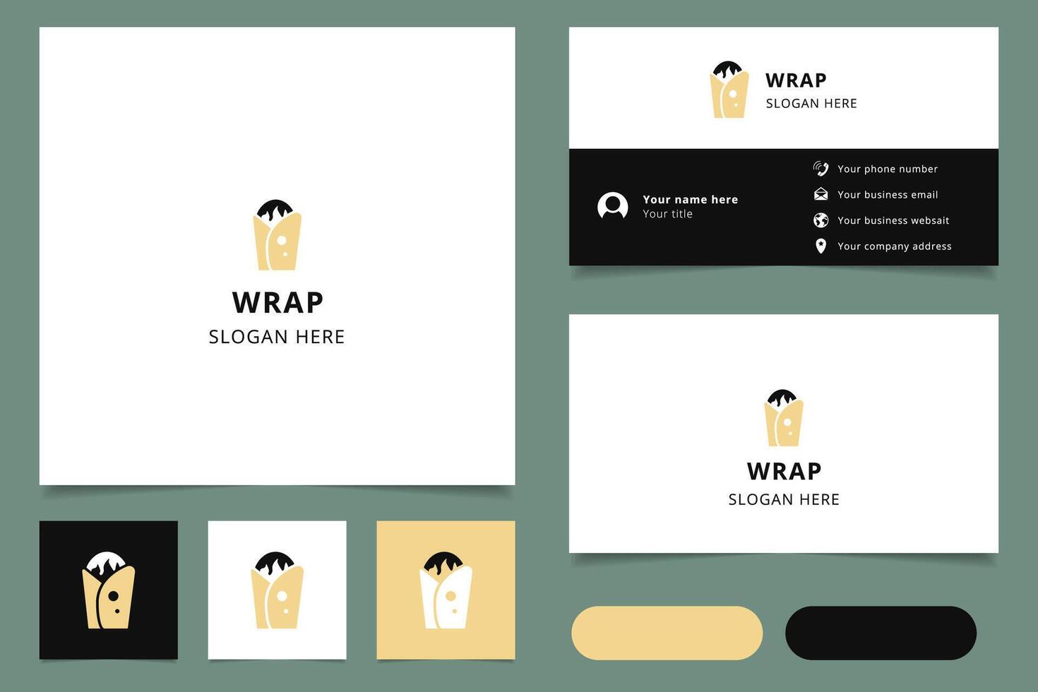 Wrap logo design with editable slogan. Branding book and business card template. vector