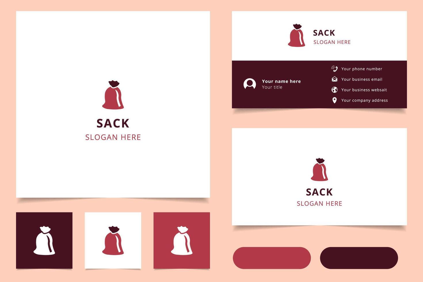 Sack logo design with editable slogan. Branding book and business card template. vector